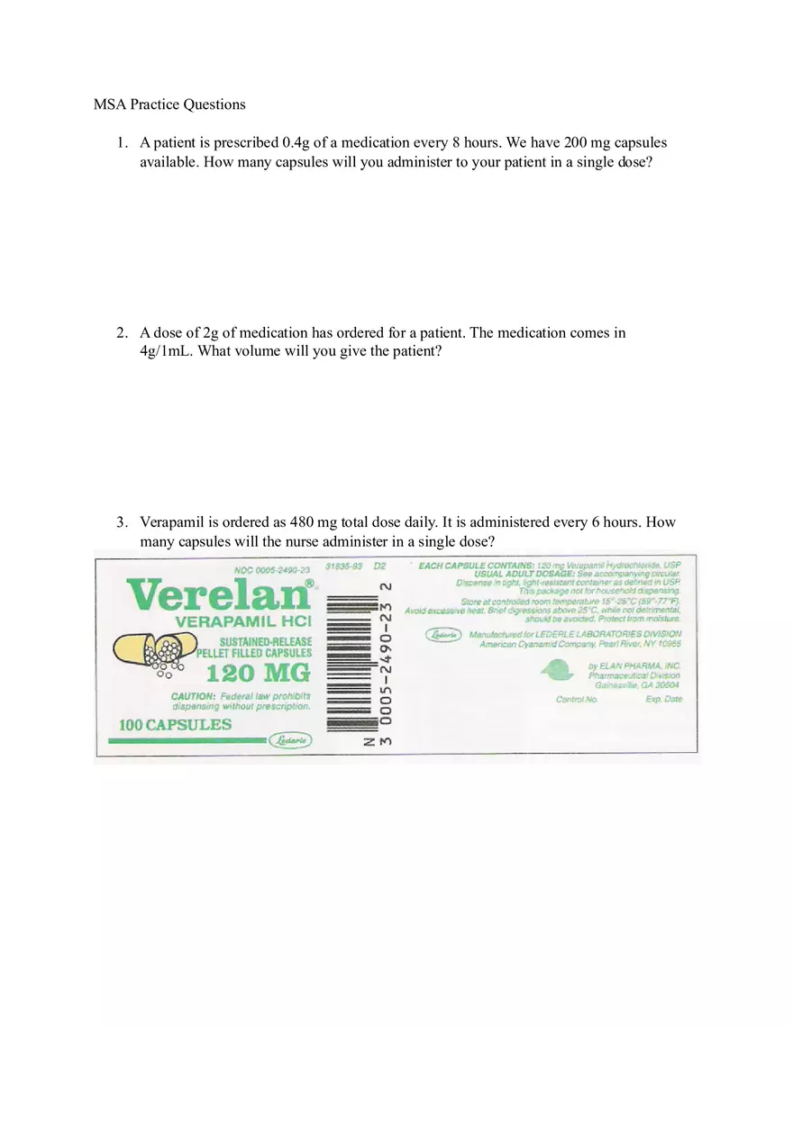 Medication Safety Administration - Practice Questions - Page 2