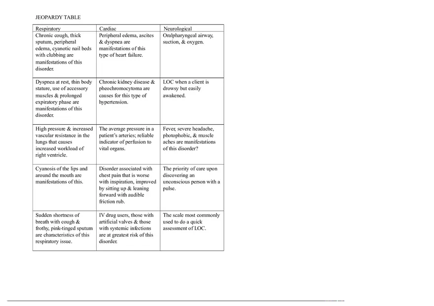 Jeopardy Table - Page 1