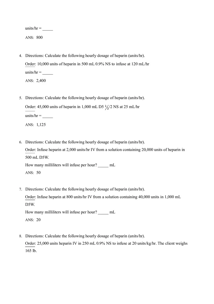 Math for Nursing (Heparin Calculations) - Page 7
