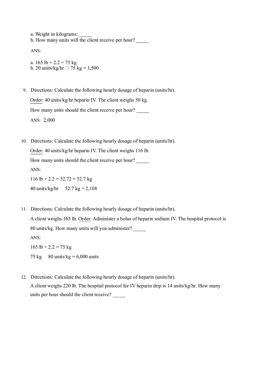 Math for Nursing (Heparin Calculations) - Page 8