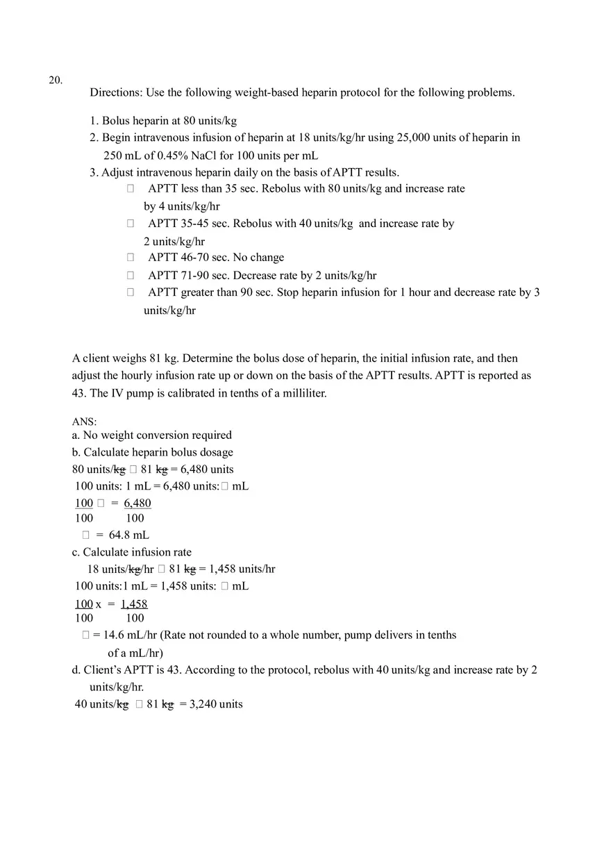 Math for Nursing (Heparin Calculations) - Page 3