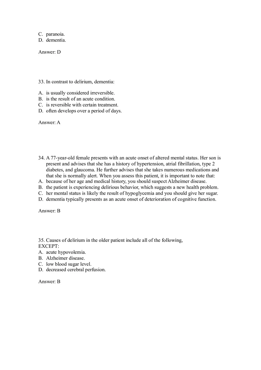 Effective Communication and Assessment Strategies for Elderly Patients 1-35 Answers - Page 10