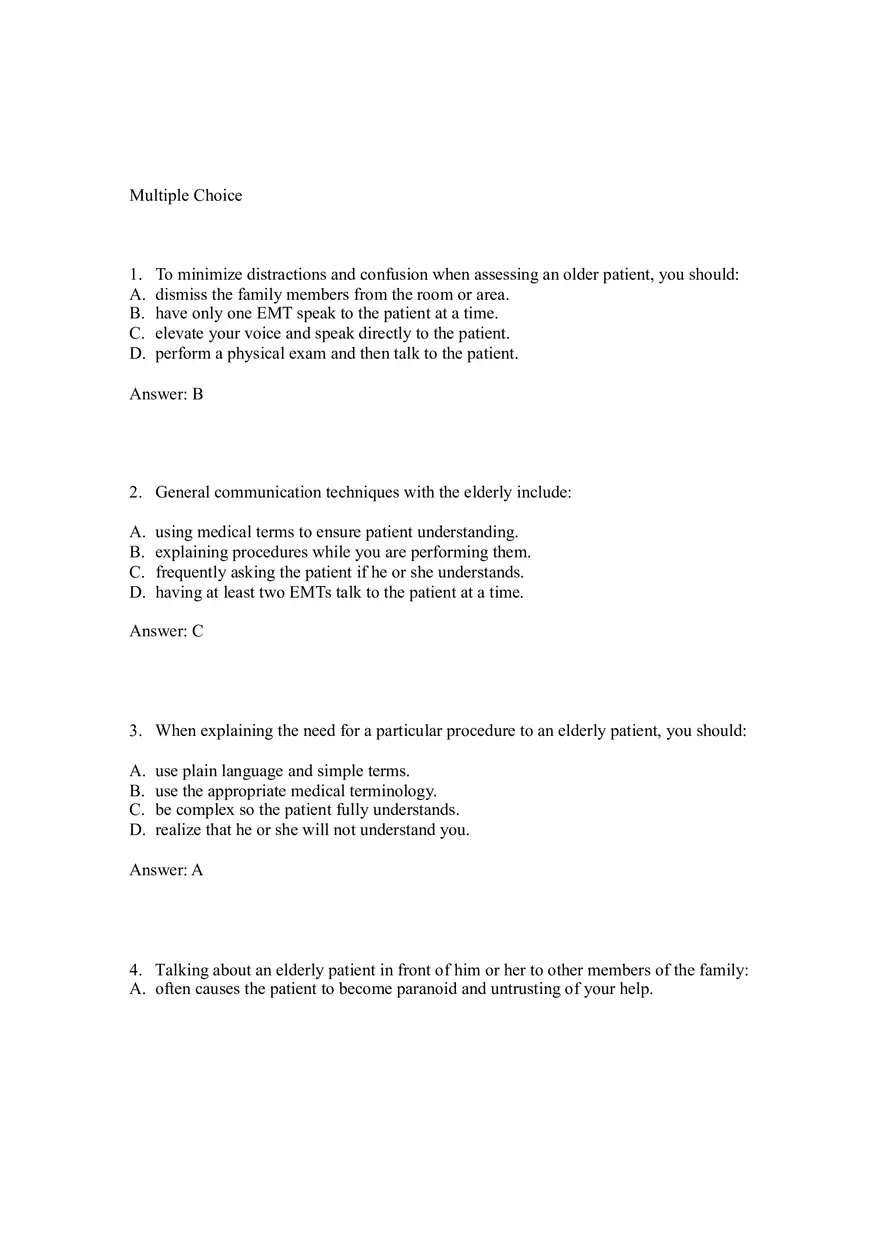 Effective Communication and Assessment Strategies for Elderly Patients 1-35 Answers - Page 1