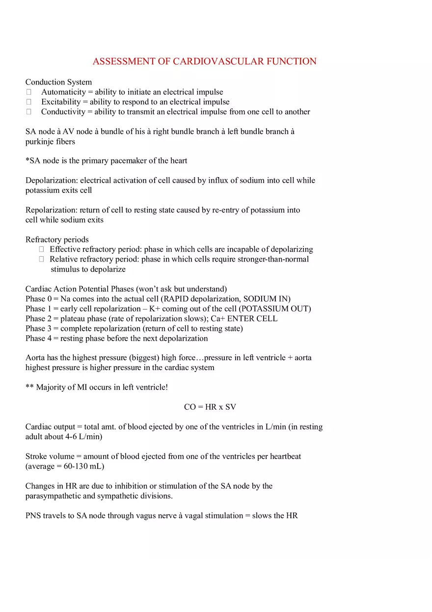 Assessment of Cardiovascular Function Part 1 - Page 1