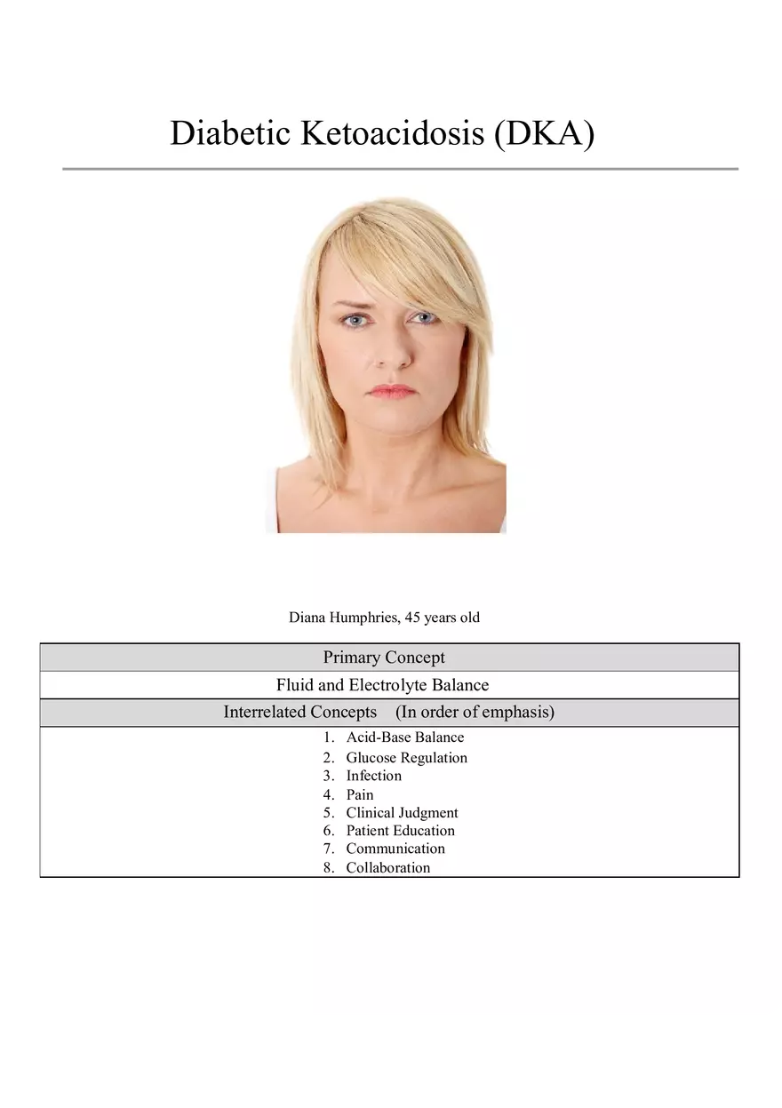 Diabetic Ketoacidosis (DKA) Case Study - Page 1