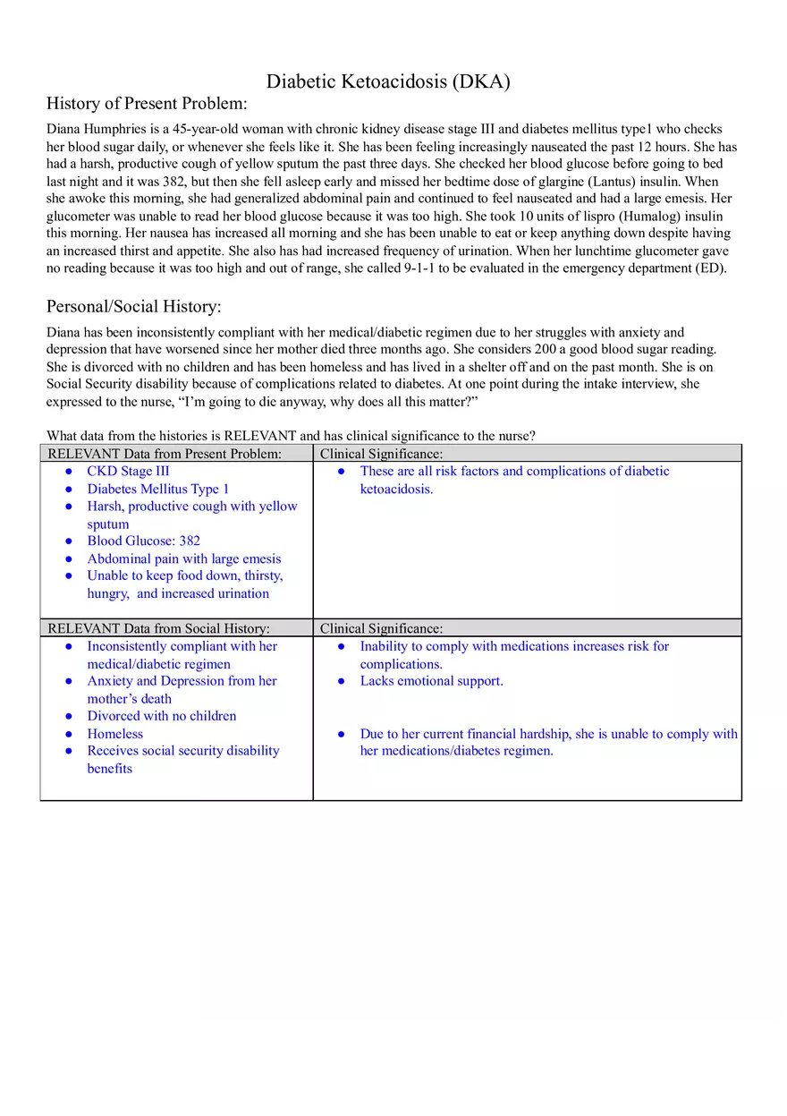 Diabetic Ketoacidosis (DKA) Case Study - Page 2