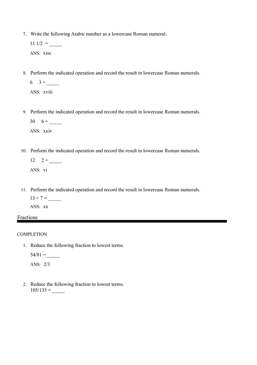 Math for Nursing (Roman Numerals) - Page 2