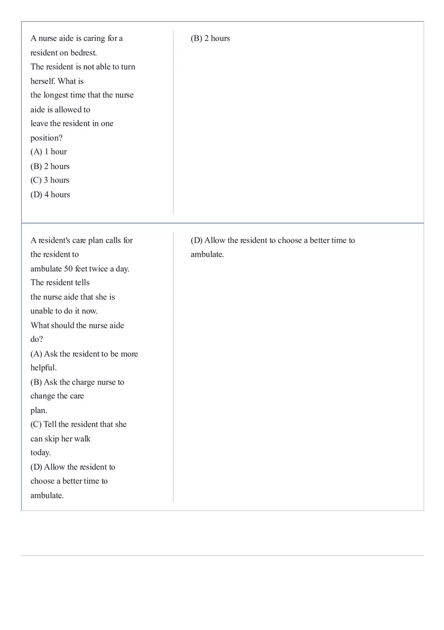 Practice Questions CNA State Exam Part 4 - Page 7