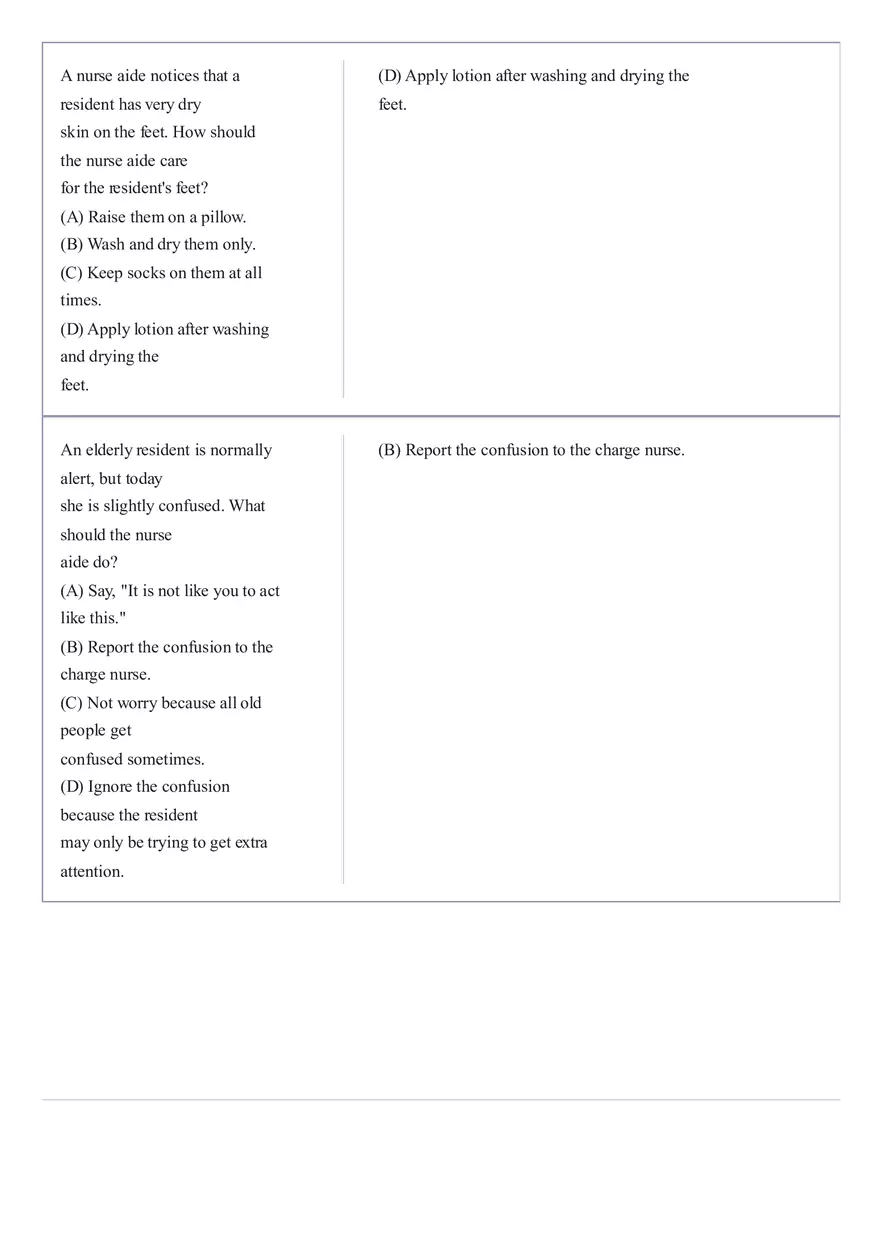 Practice Questions CNA State Exam Part 4 - Page 8
