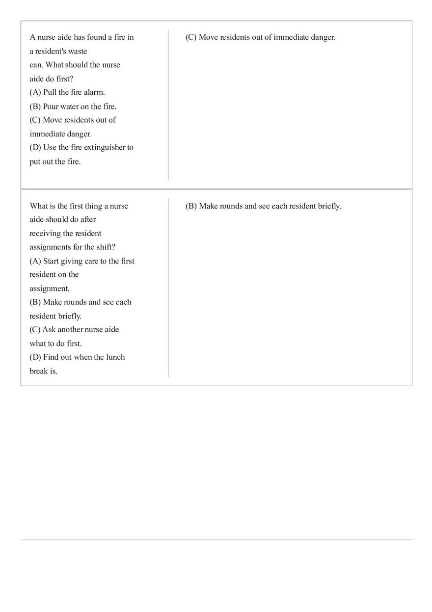 Practice Questions CNA State Exam Part 4 - Page 9