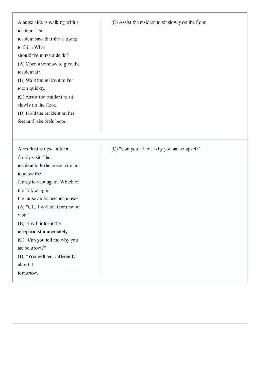 Practice Questions CNA State Exam Part 4 - Page 10