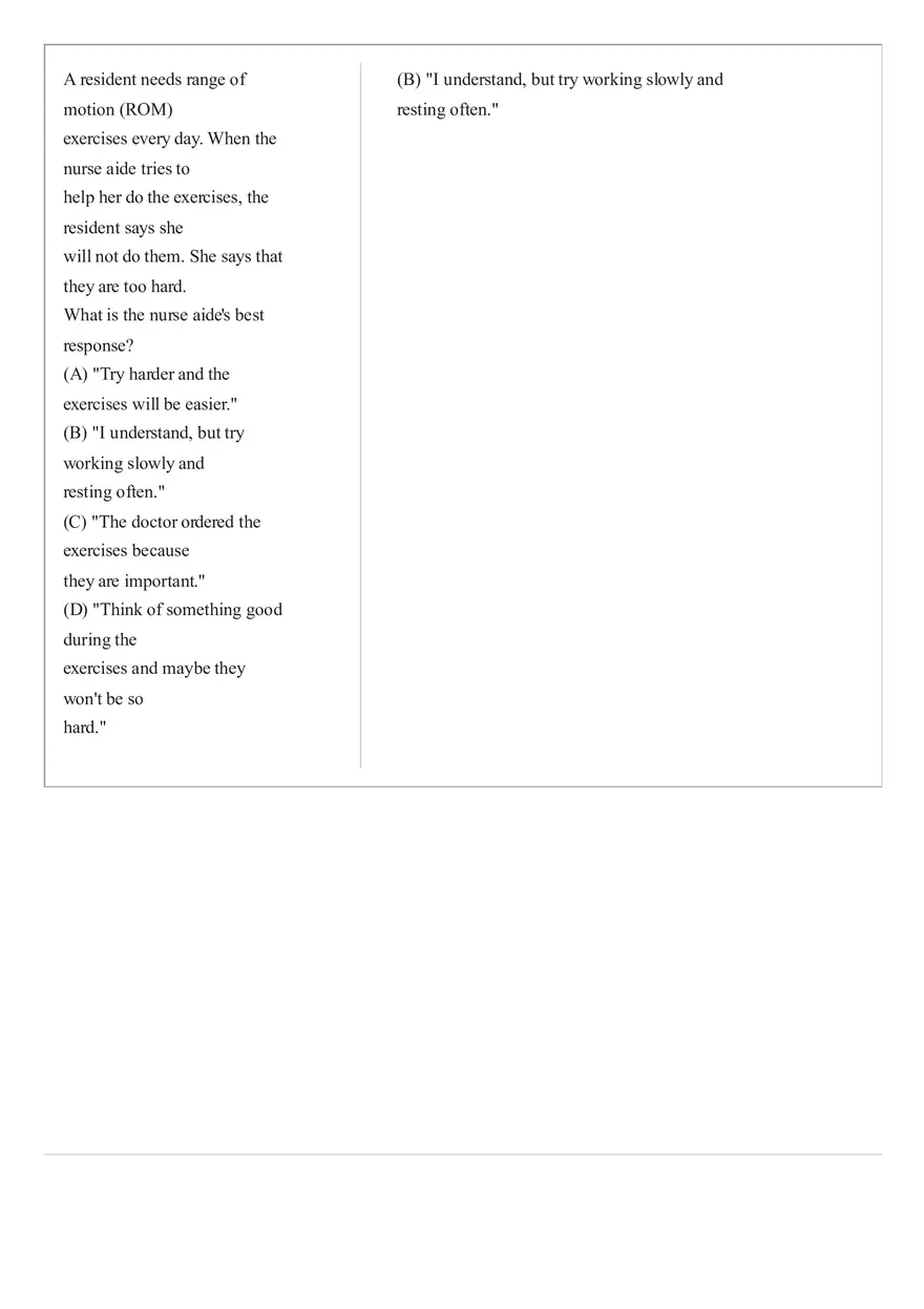 Practice Questions CNA State Exam Part 4 - Page 1