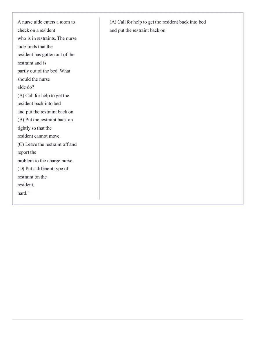 Practice Questions CNA State Exam Part 4 - Page 2