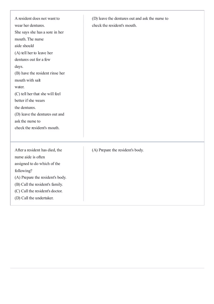 Practice Questions CNA State Exam Part 4 - Page 3