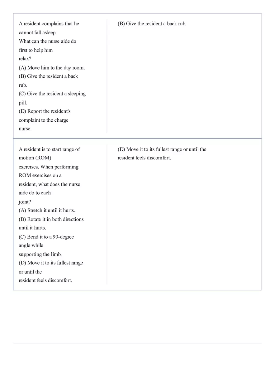 Practice Questions CNA State Exam Part 4 - Page 4