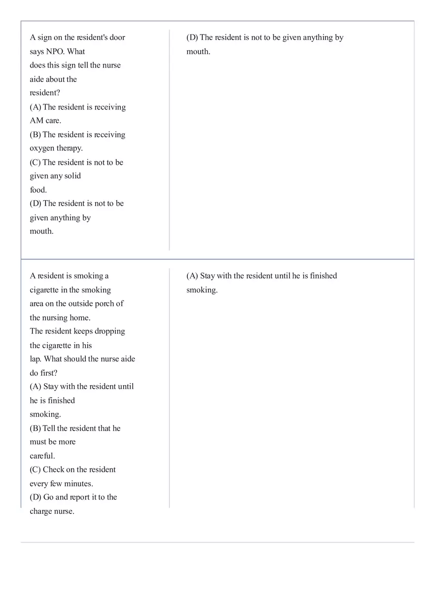 Practice Questions CNA State Exam Part 4 - Page 5
