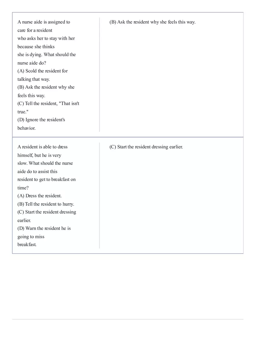Practice Questions CNA State Exam Part 4 - Page 6