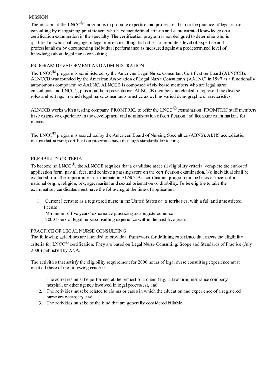 About the American Legal Nurse Consultant Certification Board - Page 2