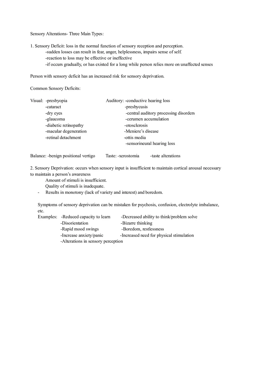 Altered Sensory Function - Page 2