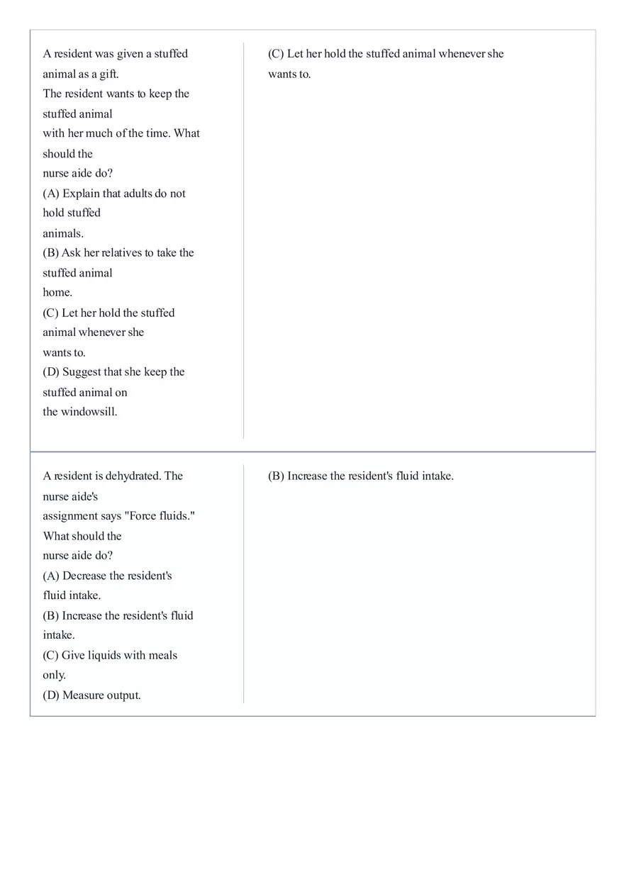 Practice Questions CNA State Exam Part 5 - Page 7