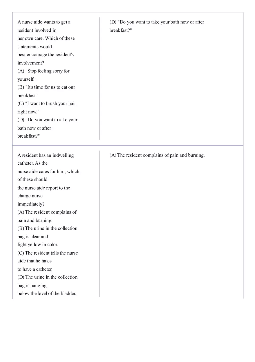 Practice Questions CNA State Exam Part 5 - Page 8