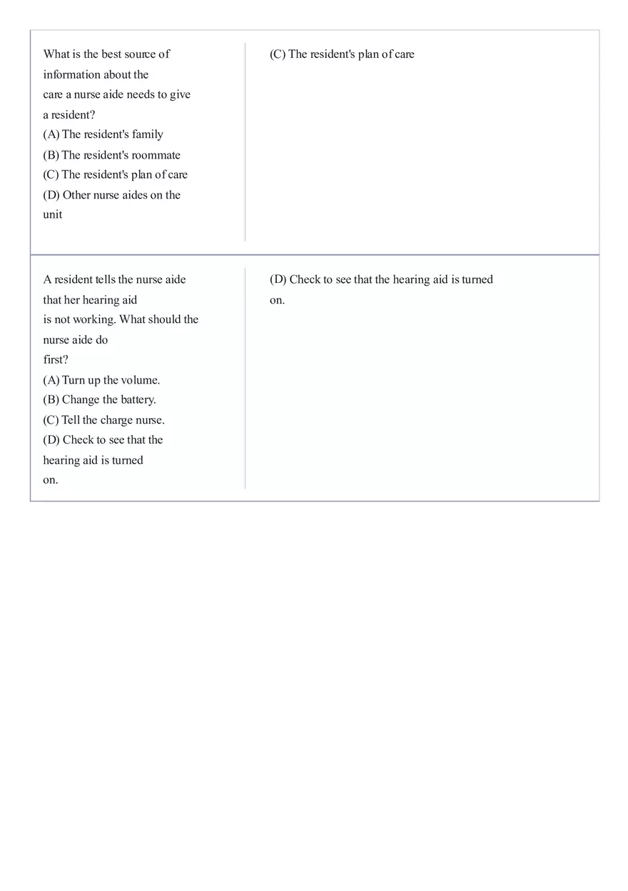 Practice Questions CNA State Exam Part 5 - Page 9