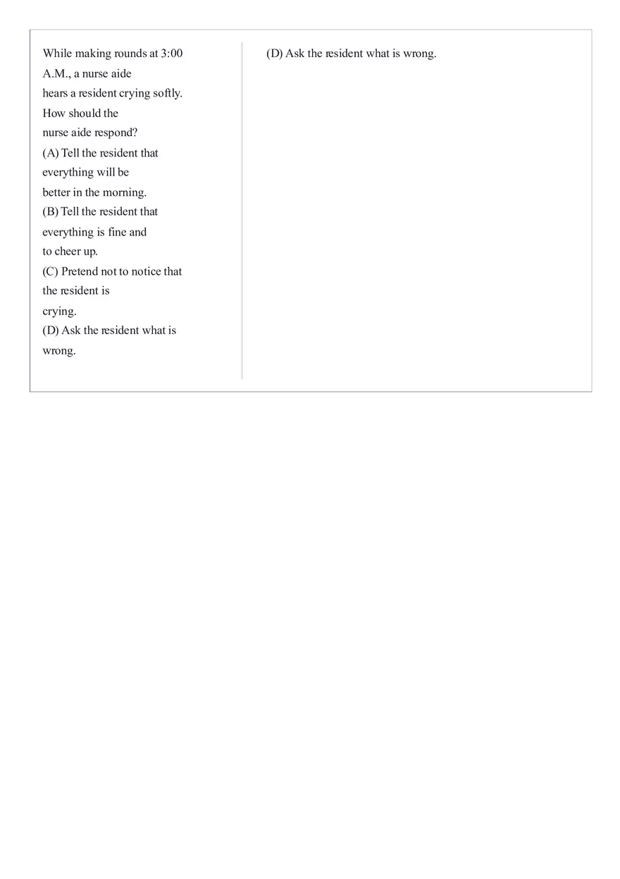 Practice Questions CNA State Exam Part 5 - Page 10