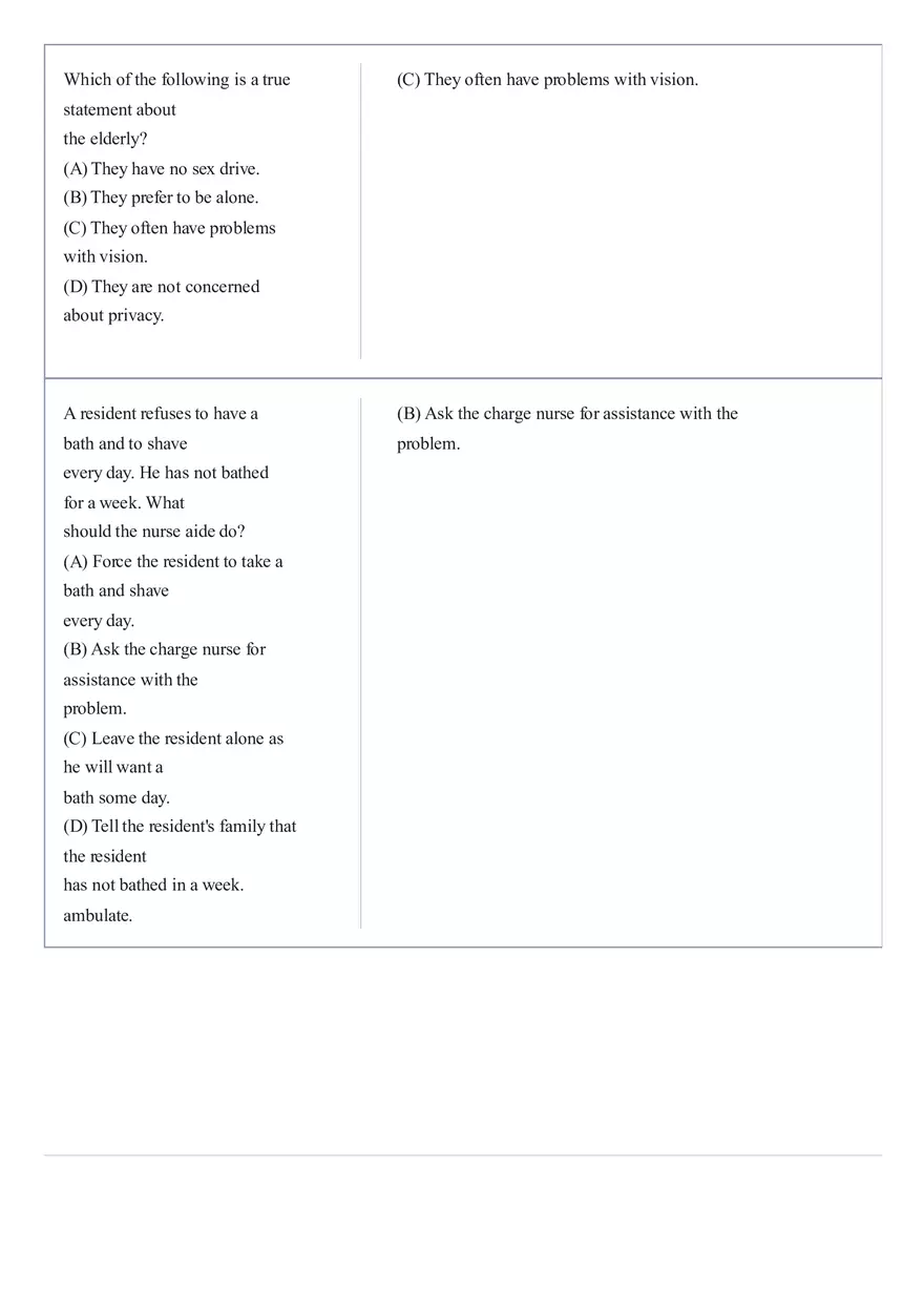 Practice Questions CNA State Exam Part 5 - Page 2