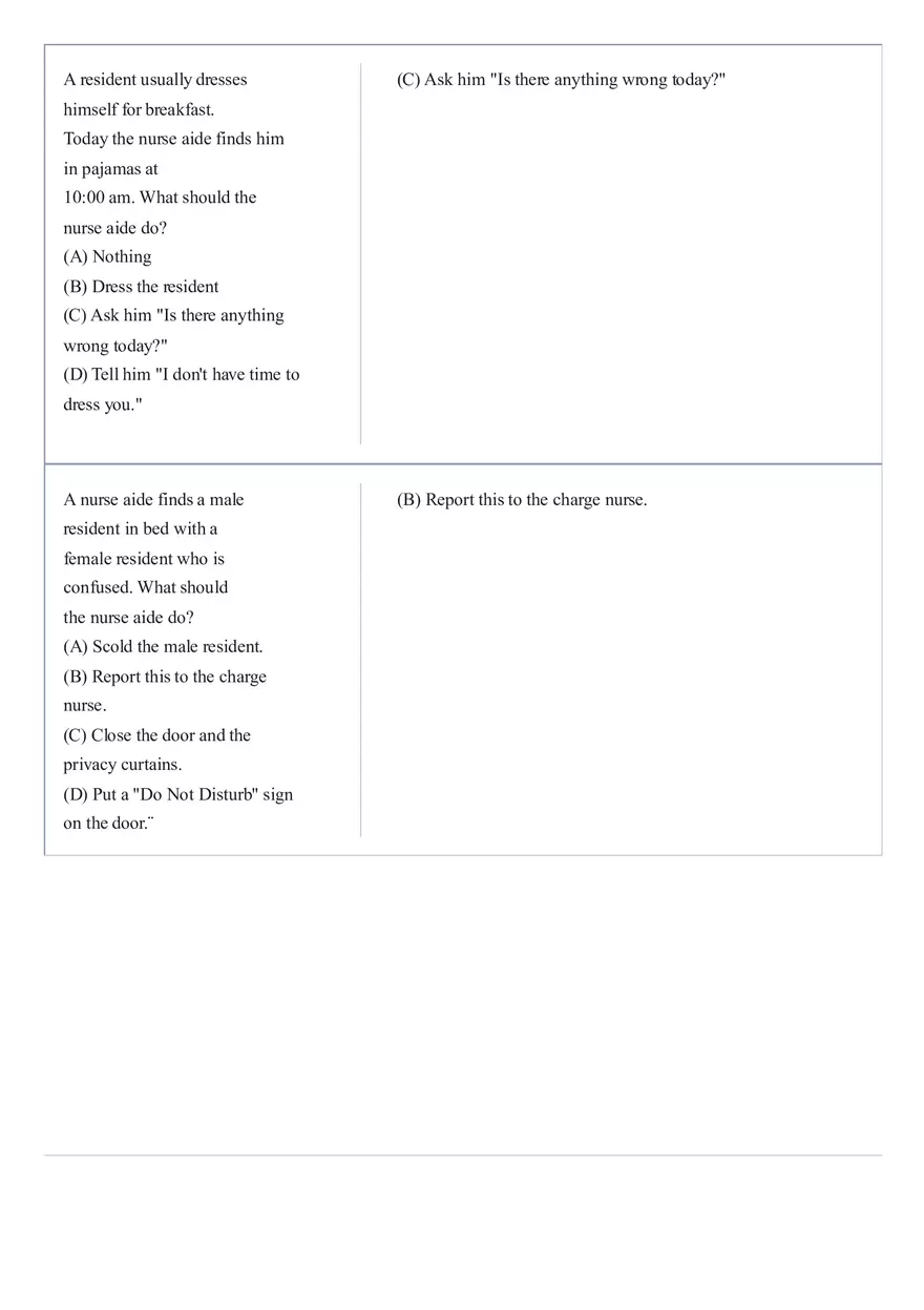 Practice Questions CNA State Exam Part 5 - Page 3