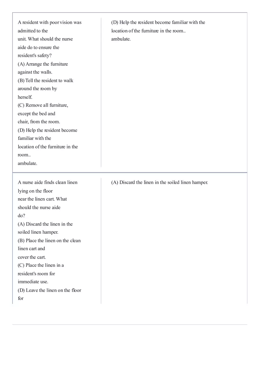 Practice Questions CNA State Exam Part 5 - Page 4