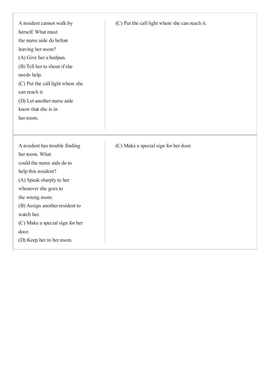 Practice Questions CNA State Exam Part 5 - Page 5
