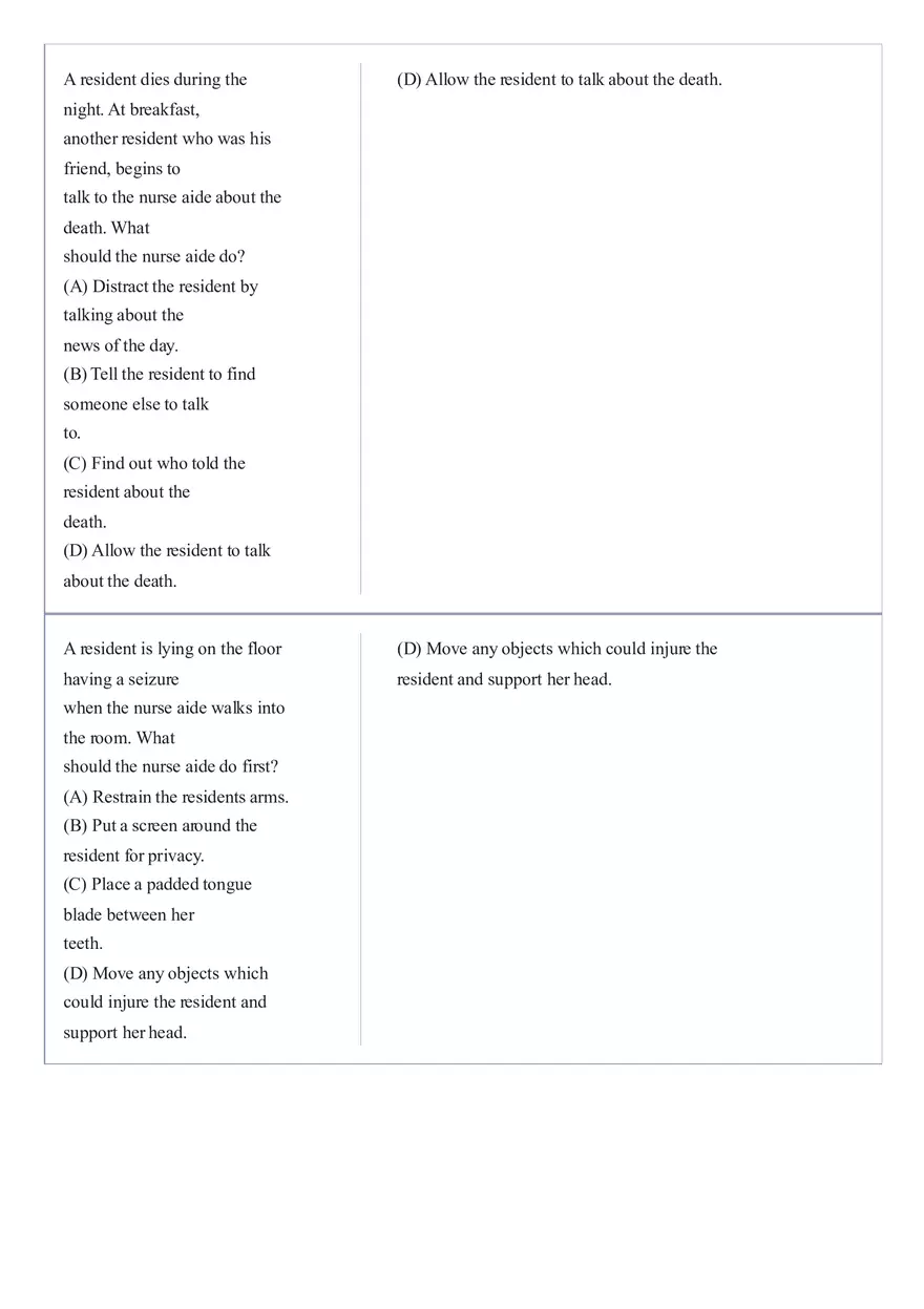 Practice Questions CNA State Exam Part 5 - Page 6