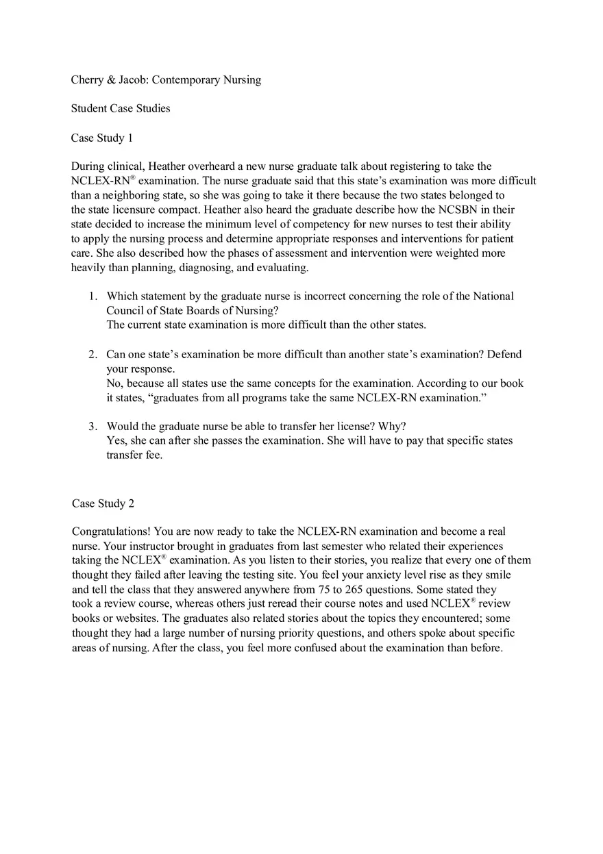 Cherry and Jacob Contemporary Nursing Case Study - Page 1