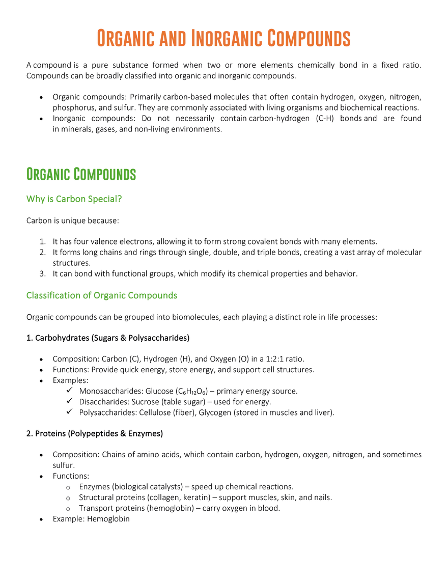 Organic and Inorganic Compounds - Page 1