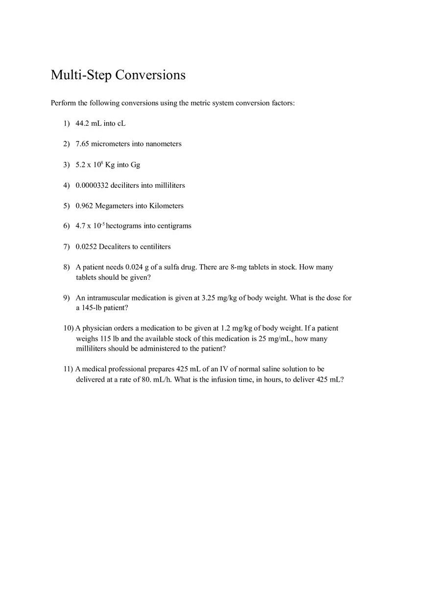 Multi-Step Conversions - Page 1