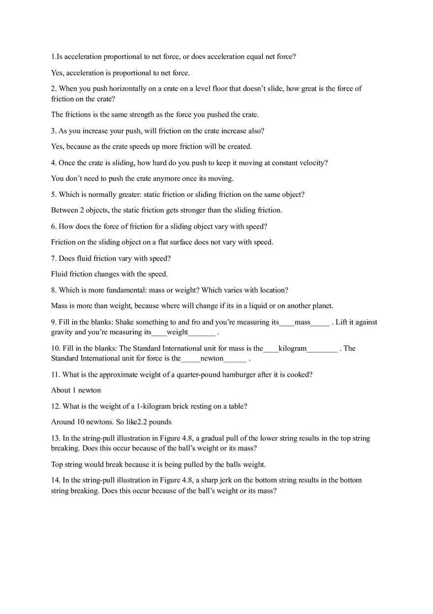 Physic Force Homework - Page 1