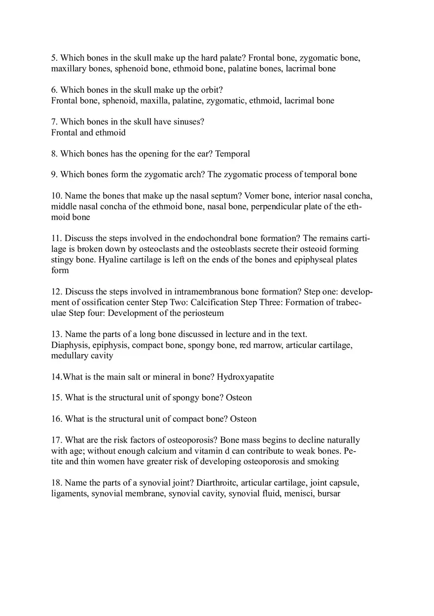 Skeletal System Practical - Page 2