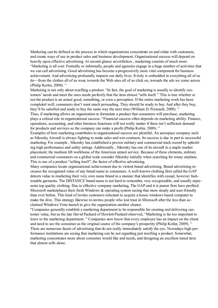 The Role of Marketing in Organizational Success - Page 1