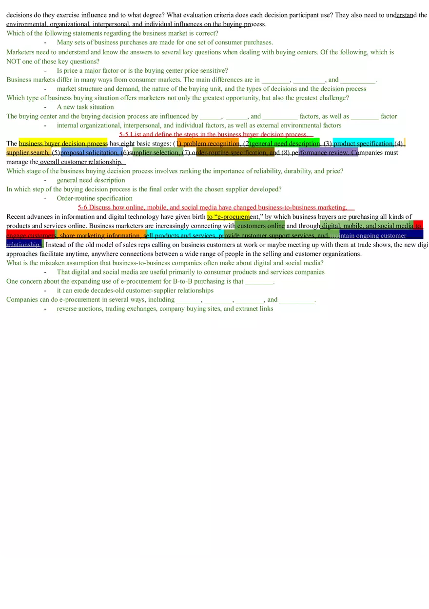 Understand the Consumer Market Chapter 5-8 Summary Review - Page 2