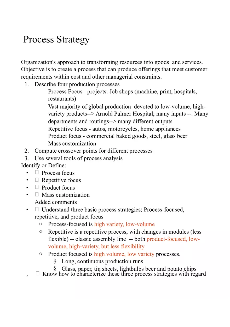 Manegement - Process Strategy - Page 1