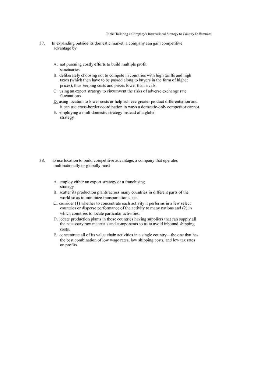 Strategies for Competing in International Markets Answer Key Part 2 - Page 9