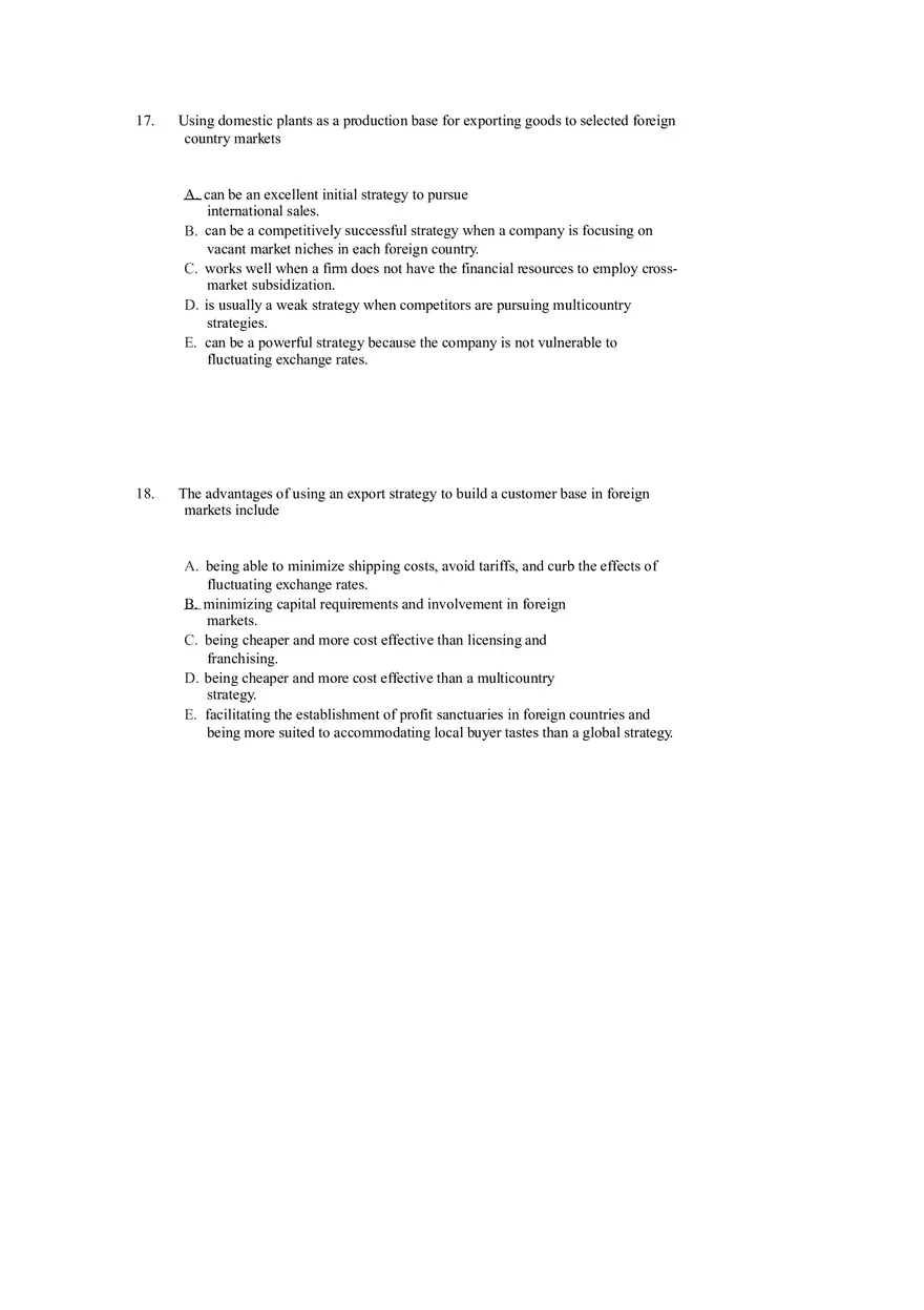 Strategies for Competing in International Markets Answer Key Part 1 - Page 9