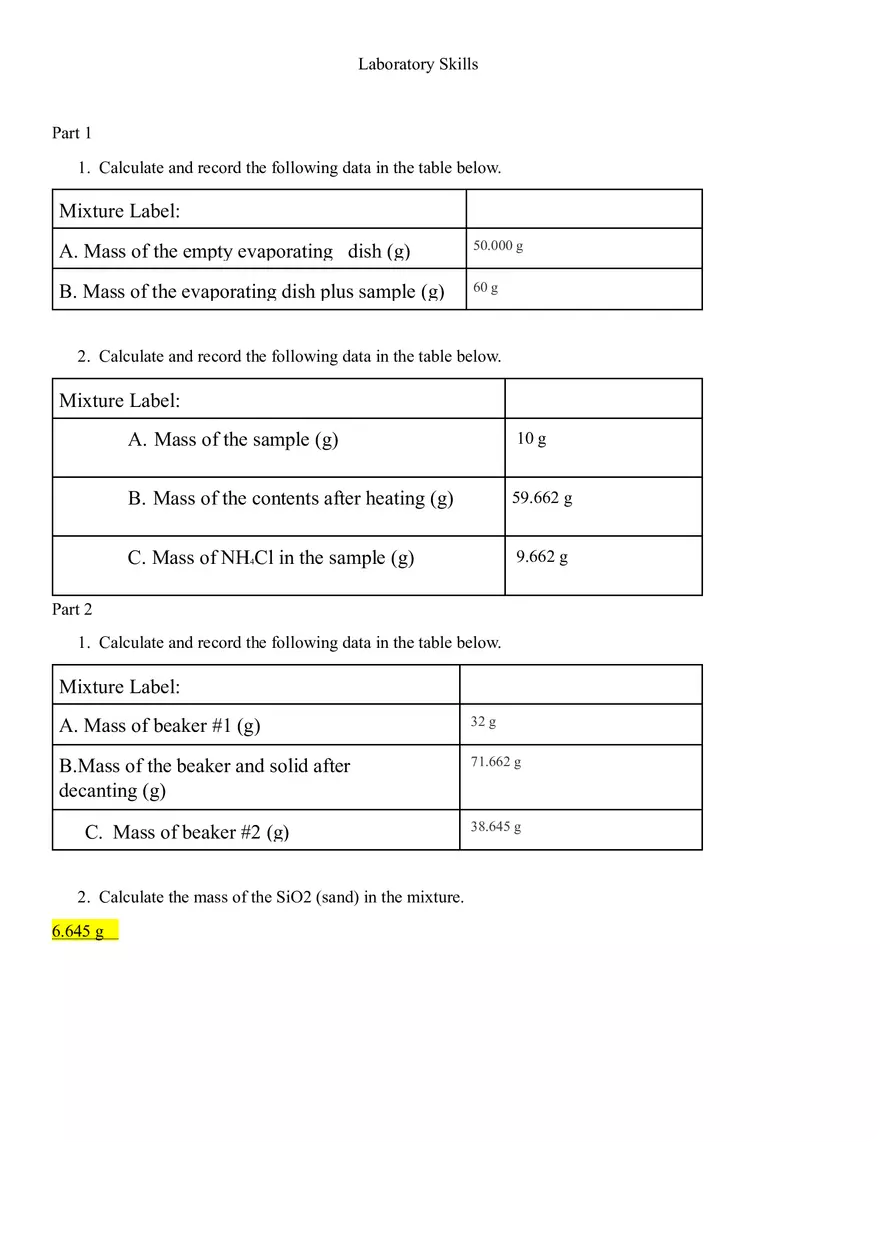 Lab Separating a Mixture of Compounds - Page 1