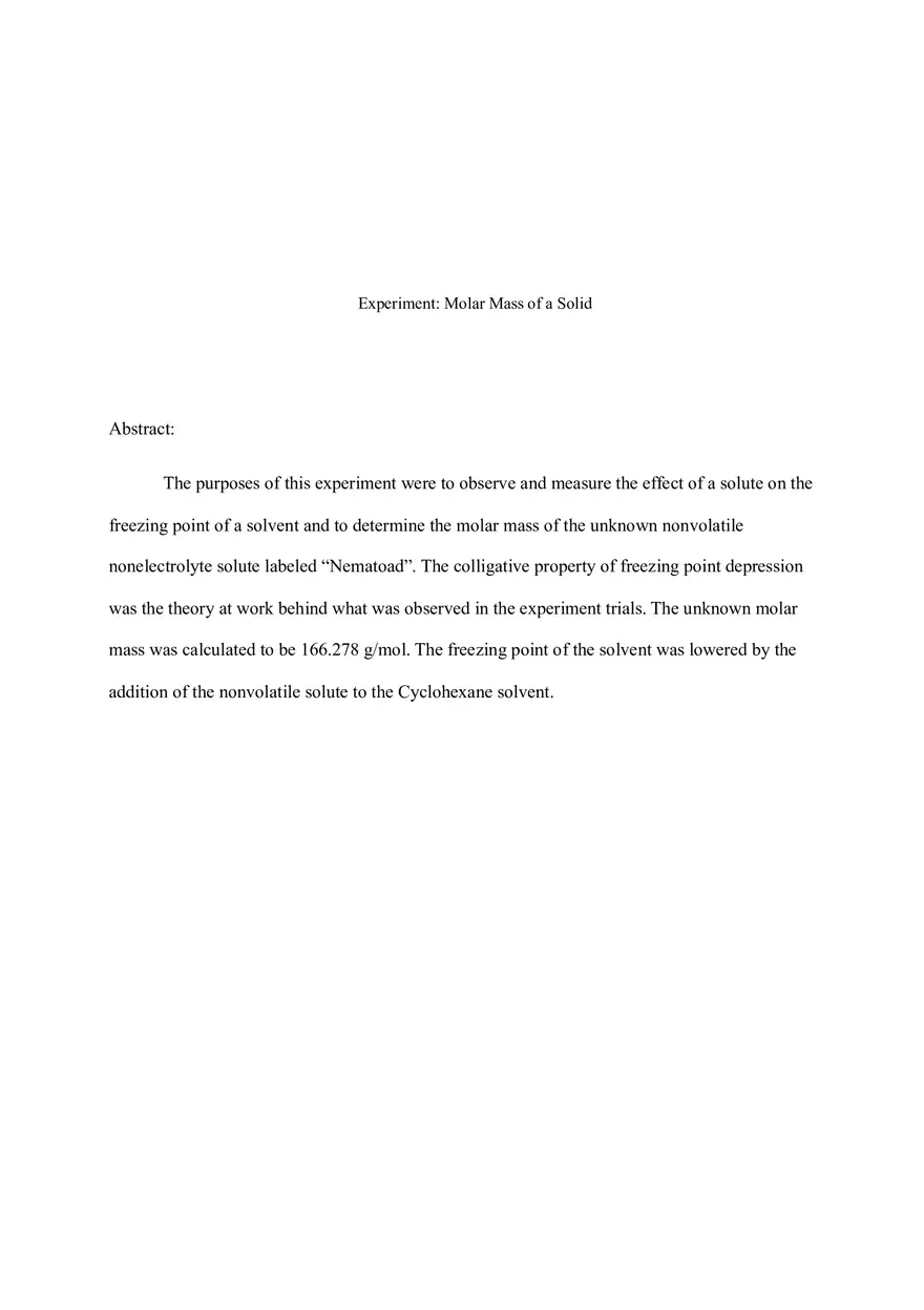 Molar Mass of a Solid - Page 1