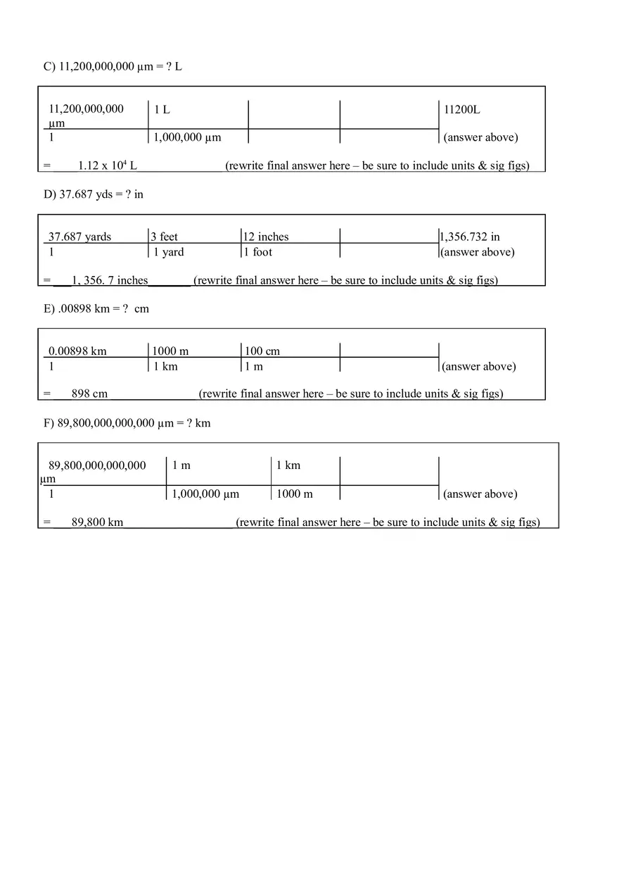 Dimensional Analysis Answer Key - Page 2