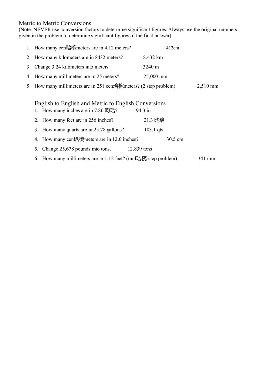 Dimensional Analysis Answer Key - Page 3