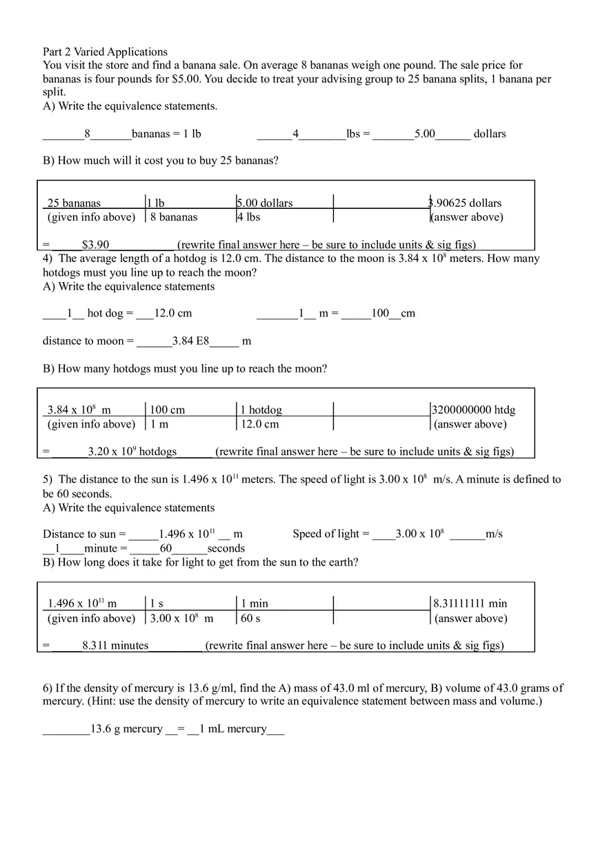 Dimensional Analysis Answer Key - Page 4