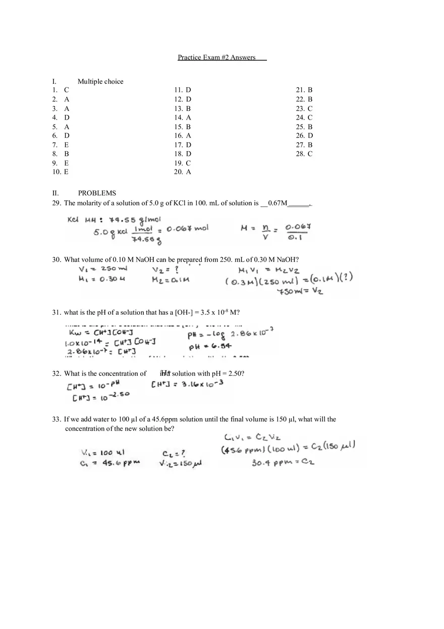 Chemistry Training Test for Exam 2 - Page 1