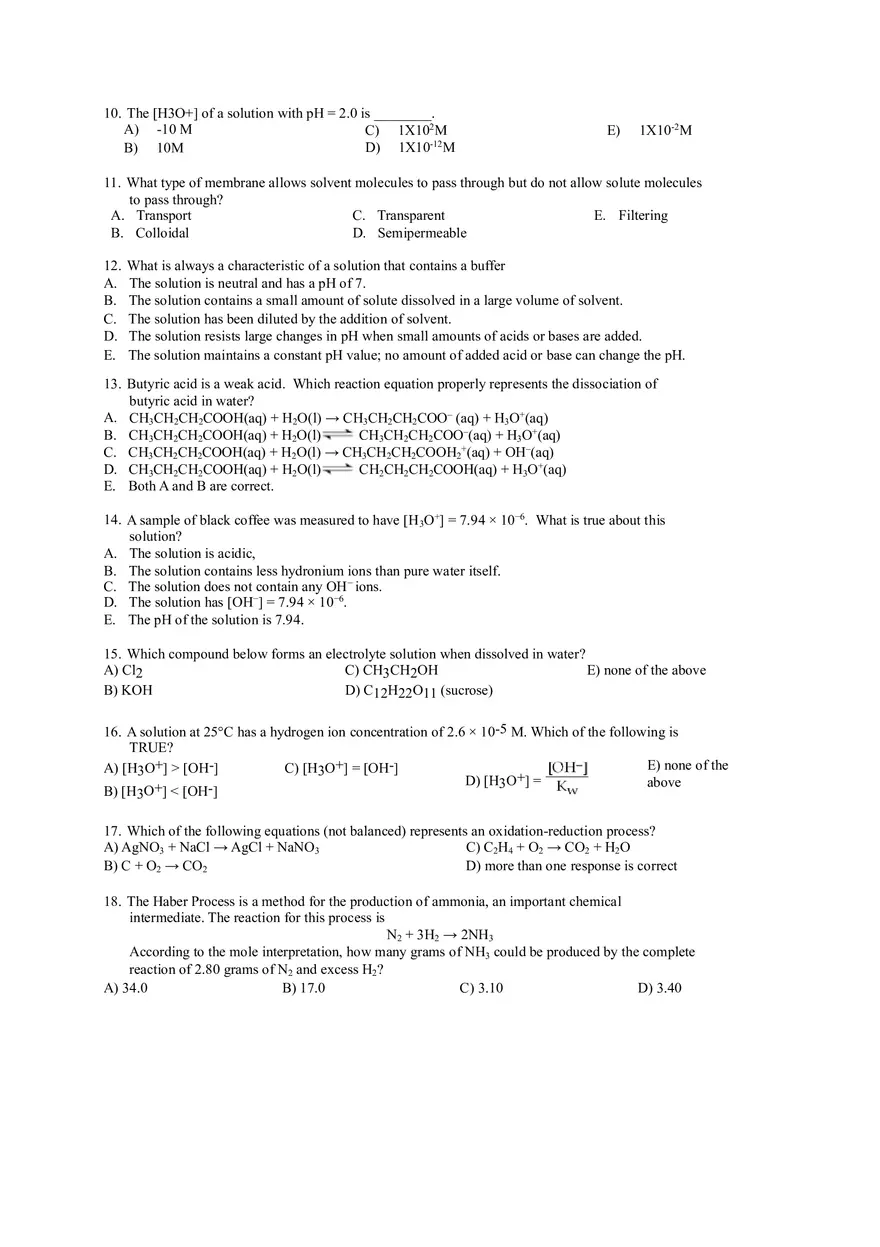 Chemistry Training Test for Exam 2 - Page 4