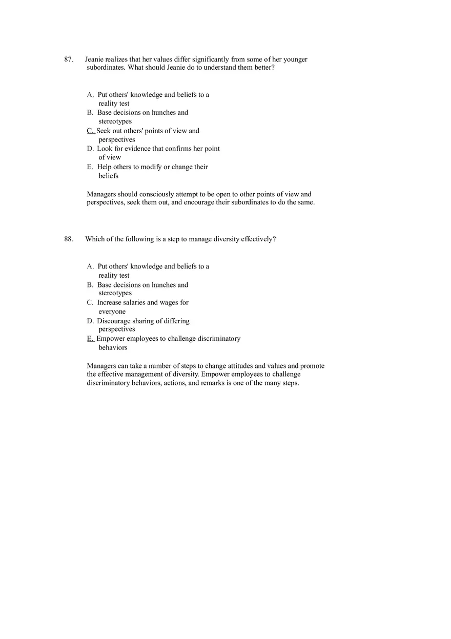 Managing Diverse Employees in a Multicultural Environment Answer Key Part 3 - Page 11